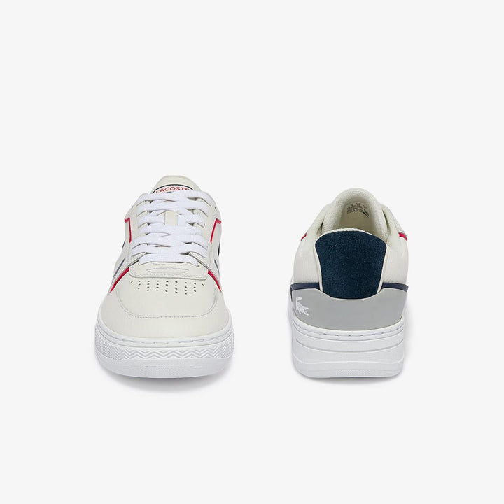 Lacoste Herren Low-Top Sneaker L001 0321 1 SMA, Männer Halbschuhe 42 EU Weiss Marineblau Rot 407, 42