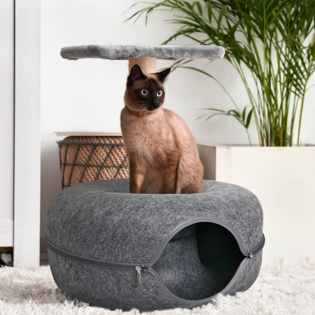 Lucky Sign - Katzenhöhle Katzentunnel aus Filz Katzenbett multifunktionalle Katzensofa gemütliches K