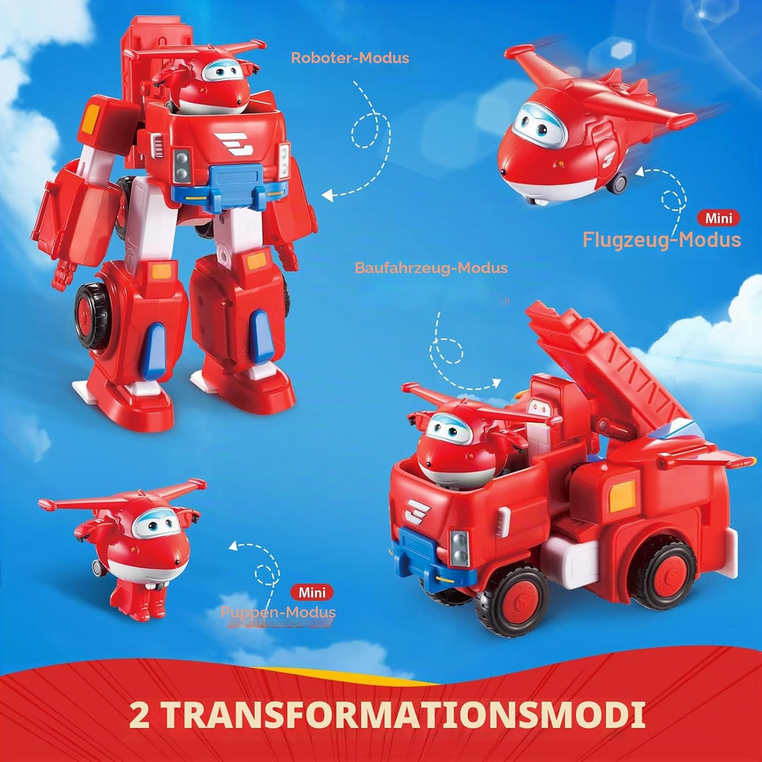 Super Wings EU720311 - Transformations-Flugzeug Jett Robo Rig, ca. 18 cm grosse Spiel-Figur für Kind