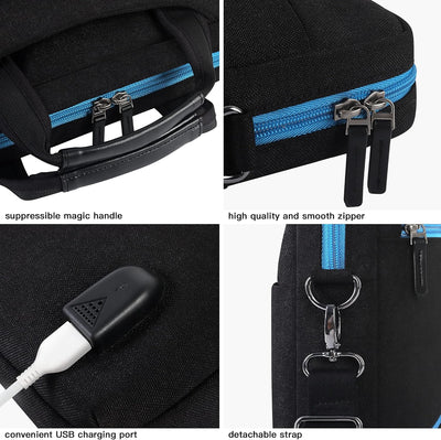 DOMISO 17 Zoll Wasserdicht Laptop Tasche Tragetasche Schultertasche Aktentasche mit USB Ladeanschlus