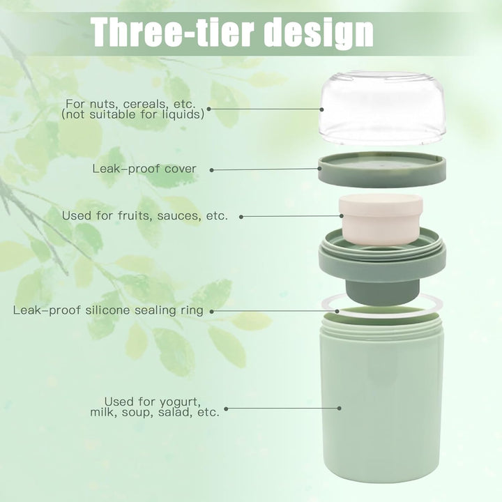 2 Stück Müslibecher To Go, Müslibecher To Go mit Löffel, Sossenbox und Reinigungsbürste 520ML+50ML+2