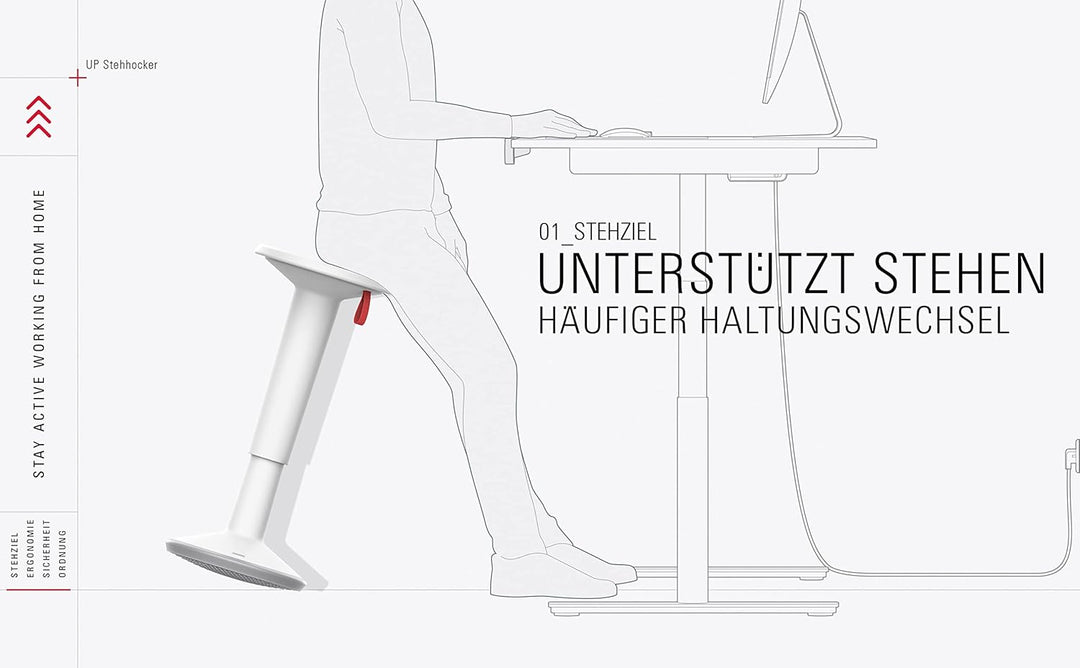 Interstuhl UPis1 Stehhocker - ergonomisch & höhenverstellbar - Hocker mit rutschhemmender Standfläch