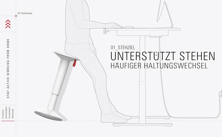 Interstuhl UPis1 Stehhocker - ergonomisch & höhenverstellbar - Hocker mit rutschhemmender Standfläch