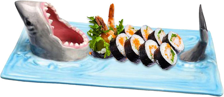 Hai-Sushi-Teller – Hai-Kuchen-Snack-Käsebrett, handbemalte Keramikplatte, Keramik-Hot-Pot-Gericht, S