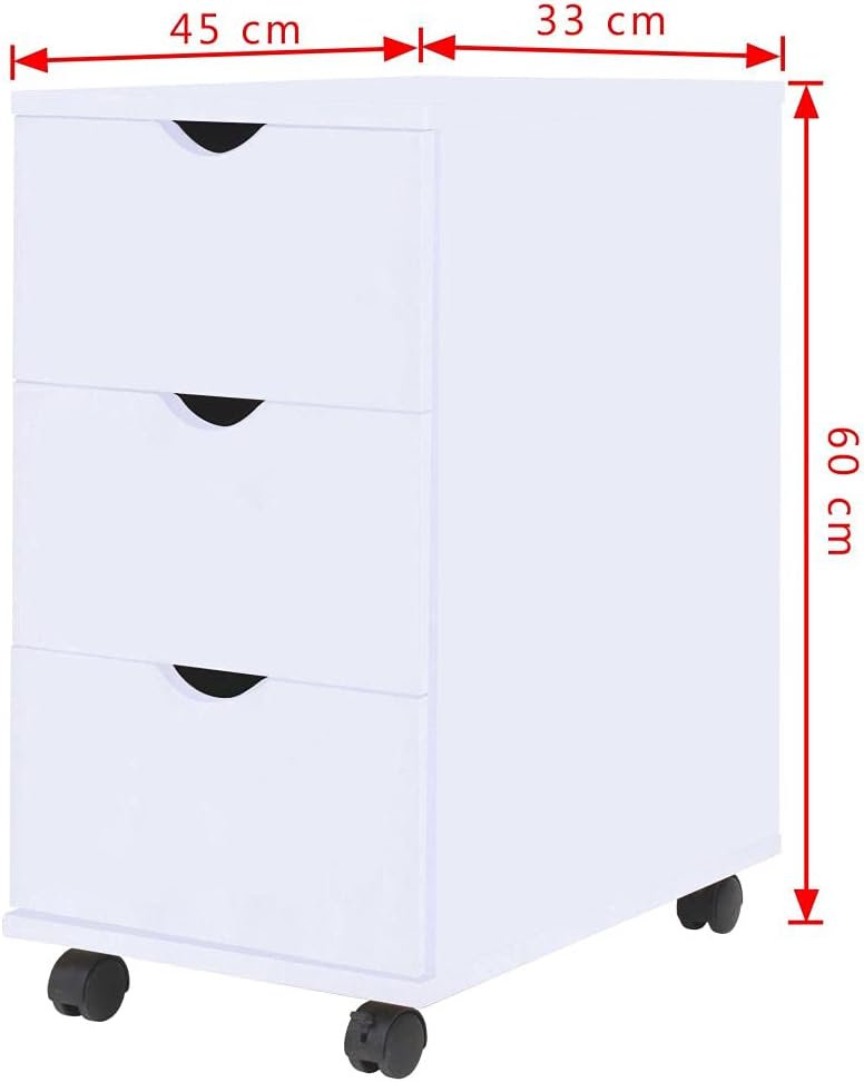 Holzspanplatten Schubladenelement mit Kunststoff-Rollen und 3 Schubladen Sideboard Beistellschrank R