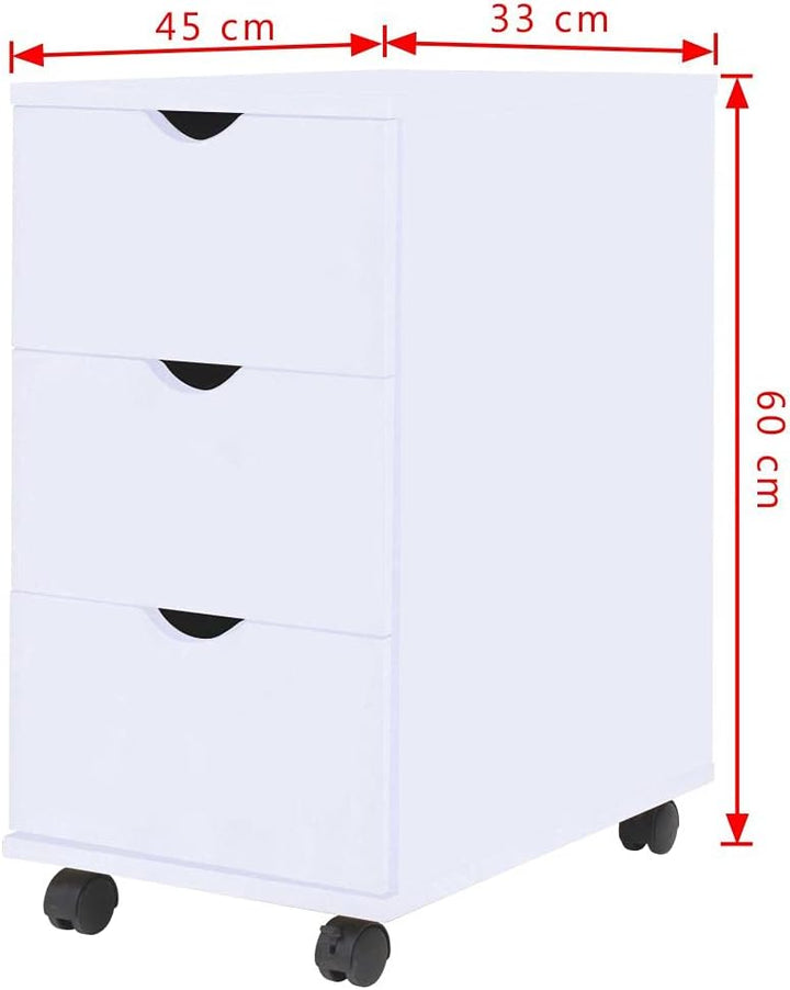 Holzspanplatten Schubladenelement mit Kunststoff-Rollen und 3 Schubladen Sideboard Beistellschrank R