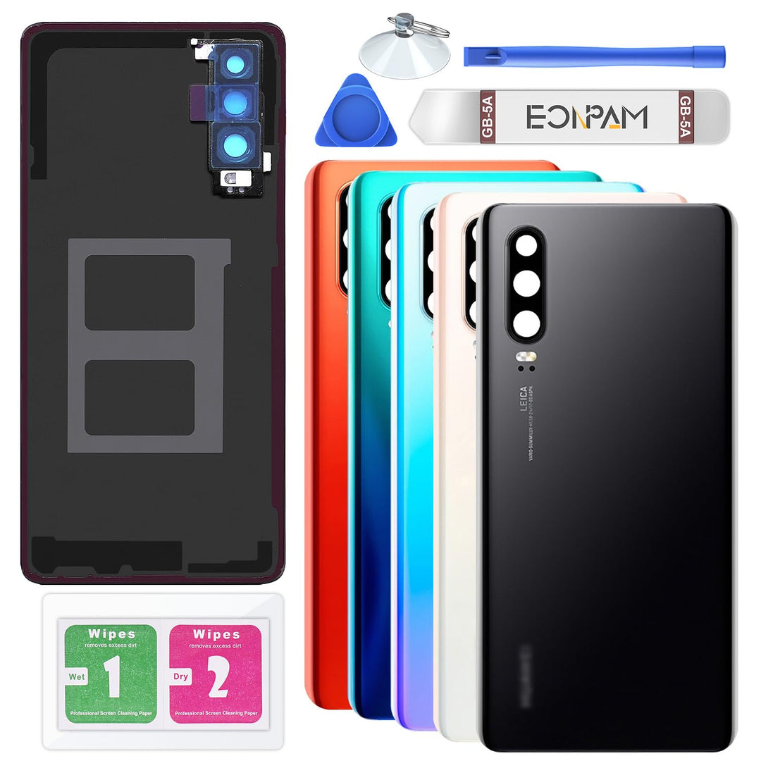 Eonpam Akkudeckel für Huawei P30 Rückseite Glas Original Backcover Back Glas Ersatz Reparatur Set mi
