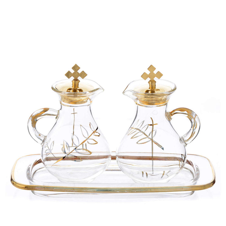 Messkännchen aus Glas mit Golddekor