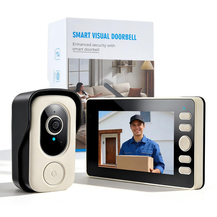 Türklingel mit Kamera, Kabellose Video Türklingel Kamera mit 4,3-Zoll Bildschirm, Ip65 Wasserdicht,
