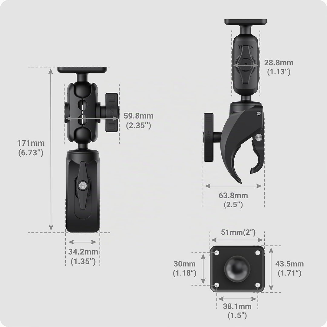 TUSITA Motorrad ATV/UTV Halterung Kompatibel mit Garmin Montana, Zumo XT - Klauenklemme Basis Short