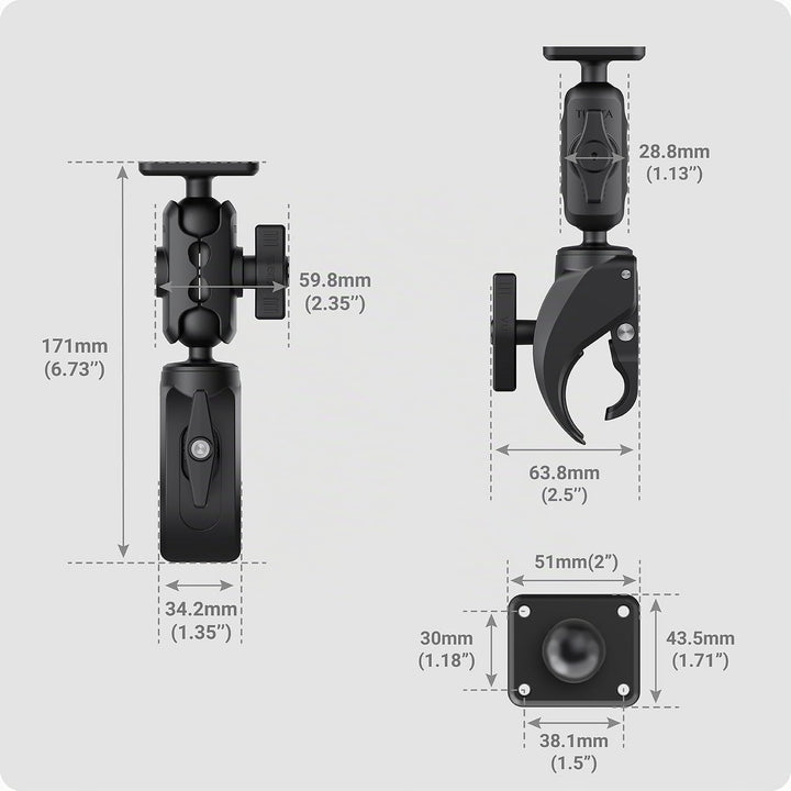 TUSITA Motorrad ATV/UTV Halterung Kompatibel mit Garmin Montana, Zumo XT - Klauenklemme Basis Short