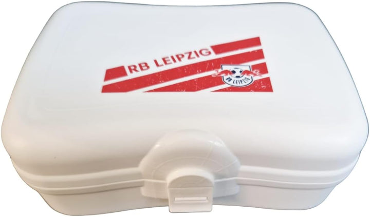 RB Leipzig Brotdose - Stripes - weiss Brotbüchse Lunchbox Brotzeitbox RBL - Plus Lesezeichen Wir lie