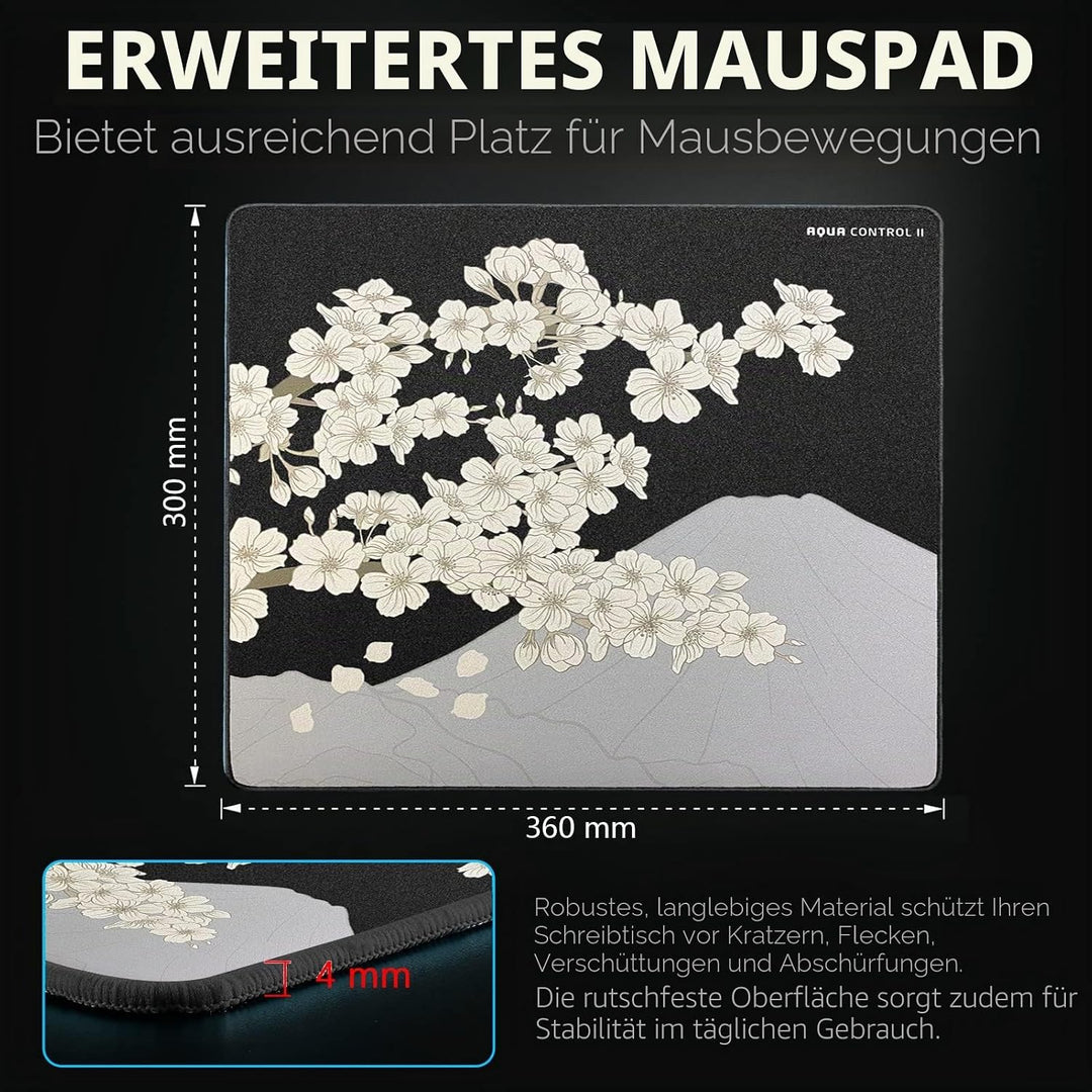X-Raypad Aqua Control 2 AC2 Sakura Gaming-Mauspad, Ultra-Hochpräzisions-Mauspad mit Perfekter Geschw