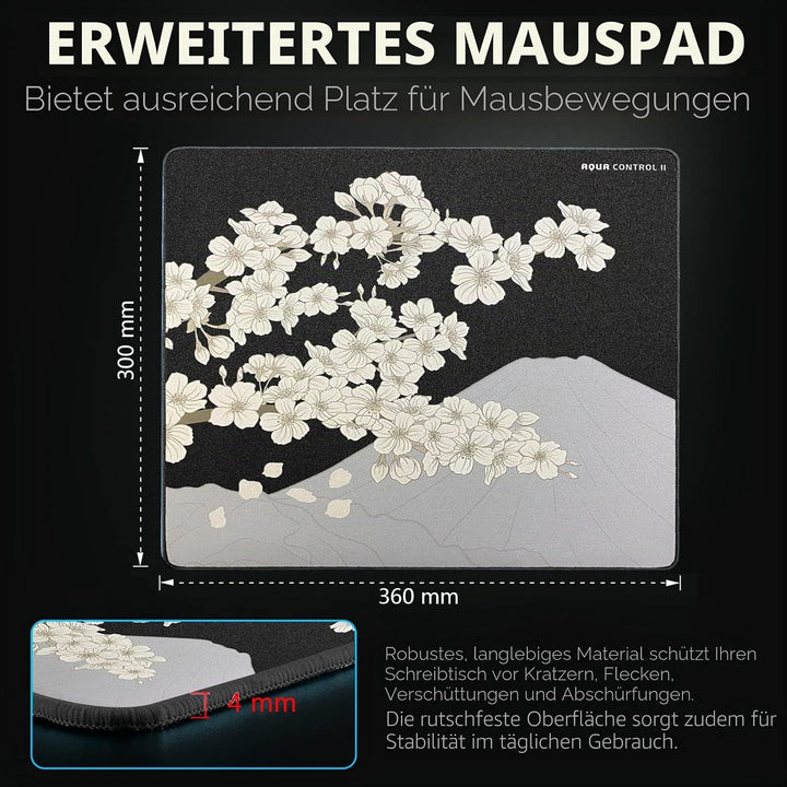 X-Raypad Aqua Control 2 AC2 Sakura Gaming-Mauspad, Ultra-Hochpräzisions-Mauspad mit Perfekter Geschw