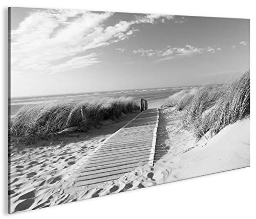 islandburner Bild Bilder auf Leinwand Strand Schwarz/Weiss Nordseestrand Langeoog 1p XXL Poster Lein
