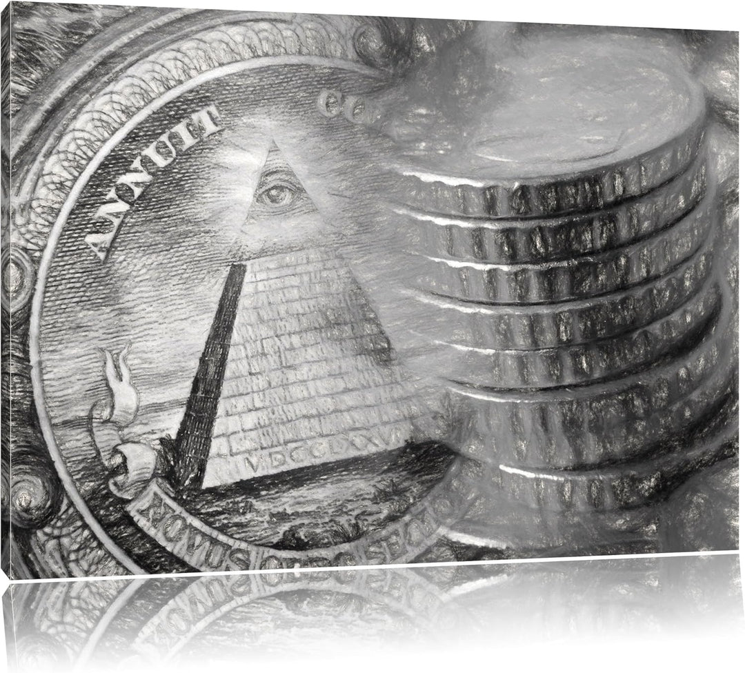 Pixxprint Illuminati Pyramide als Leinwandbild/Grösse: 100x70 cm/Wandbild/Kunstdruck/fertig bespannt