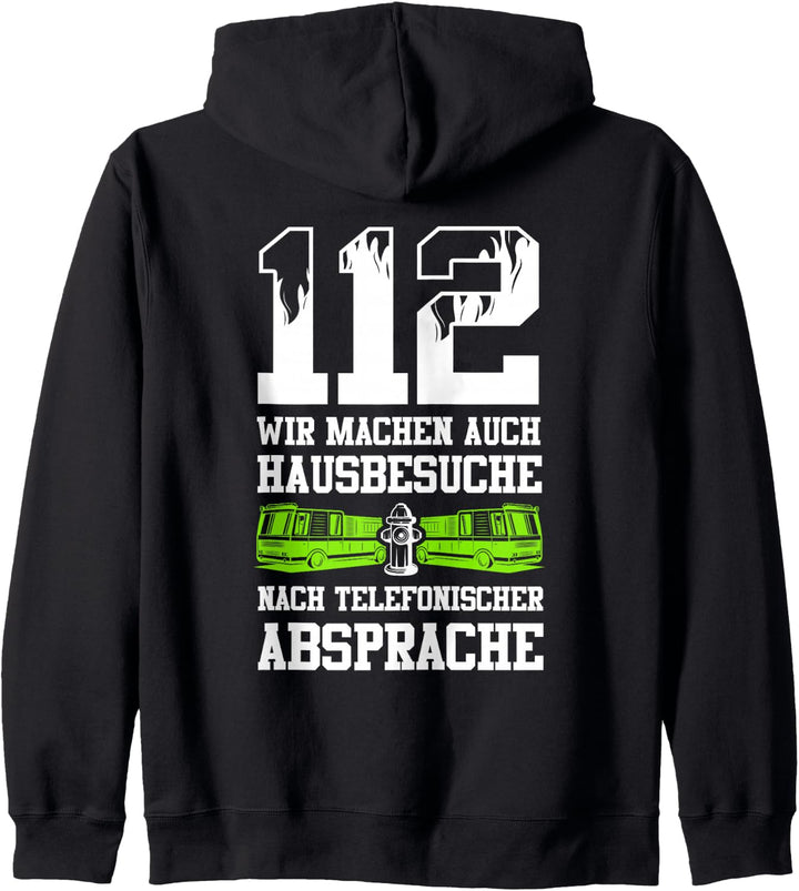 Backprint 112 Wir machen auch Hausbesuche Kapuzenjacke