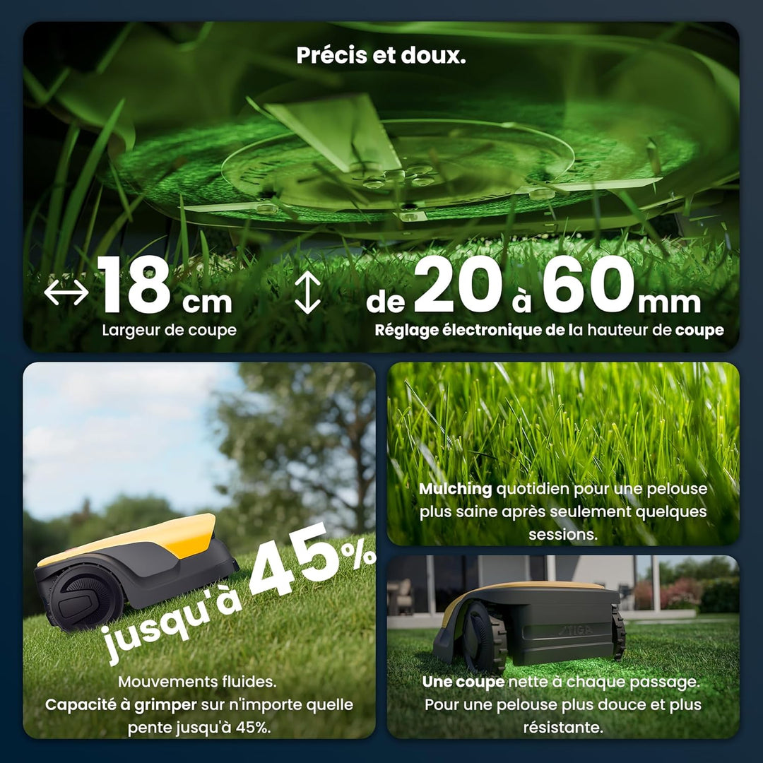 STIGA A 25v a Rasenmähroboter, 25,2 V, 18 cm – KI-integrierte Kamera, App-Steuerung, Anpassbare Mähm