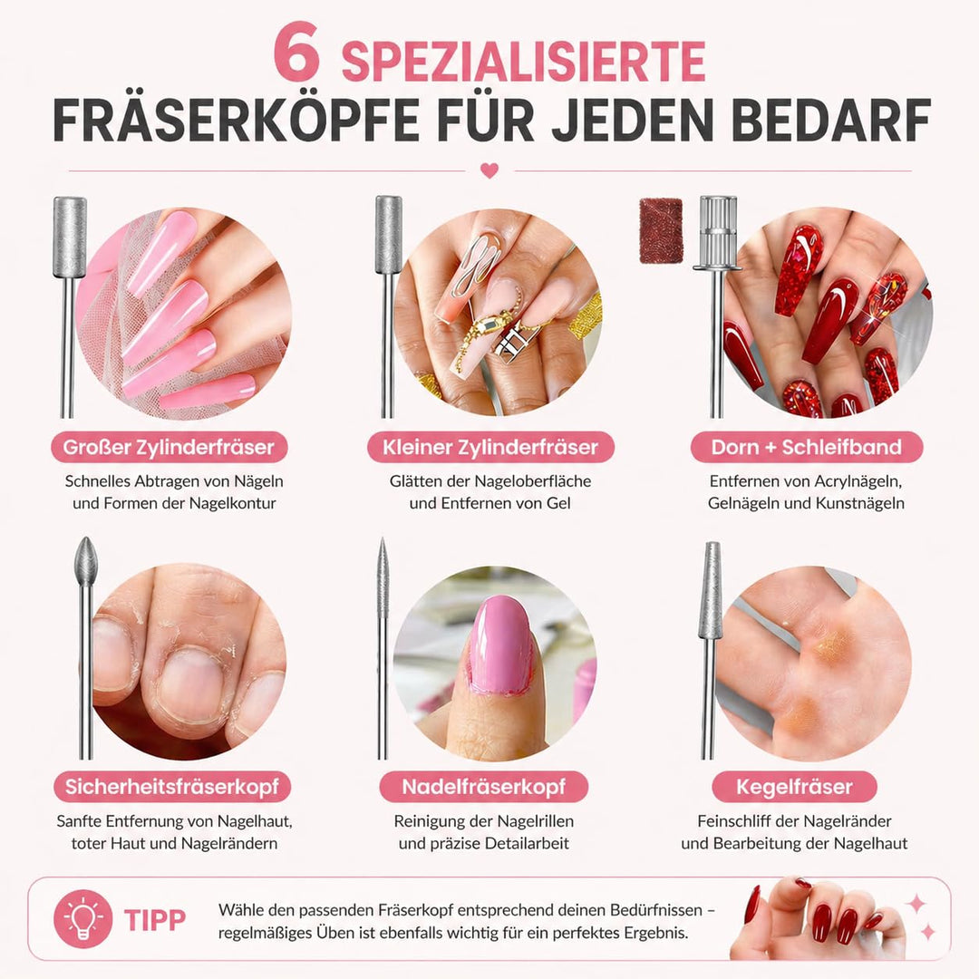Gelnägel Starter Set für Anfänger, Kabelloser Nagelfräser mit Integriertem UV-Licht, UV Gel Nagellac