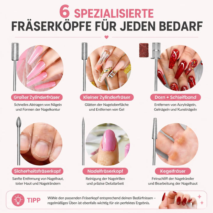 Gelnägel Starter Set für Anfänger, Kabelloser Nagelfräser mit Integriertem UV-Licht, UV Gel Nagellac