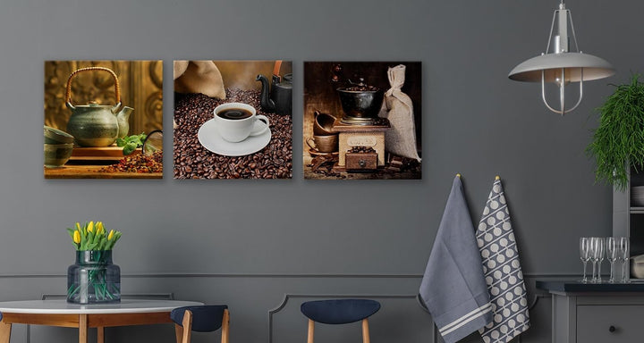 Muralo - Wandbilder Set - Leinwand Bilder Set Aufhängefertig - Bilder für Küche- Moderne Wanddeko -