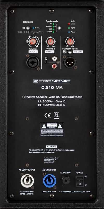 Pronomic C-210 MA Stereo Set - Aktive 2-Wege Box mit 2 Kanälen - Leistung: 800 Watt - 10" Woofer + 1