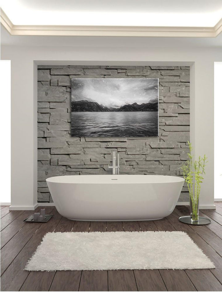 Pixxprint eine schöne Landschaft im Norden Kunst Kohle Effekt, Format: 100x70 auf Leinwand, XXL ries