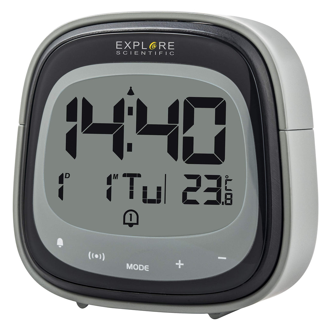 EXPLORE SCIENTIFIC Schwarz RDC-3006 Wecker, Touch-Key, Innentemperatur, Funksteuerung, Kalender, Tou