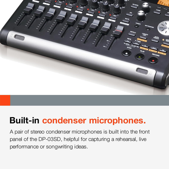 TASCAM DP-03SD - Digitales 8-Spur-Portastudio, Aufnahme/ Wiedergabe mit 44,1 kHz und 16 Bit mittels