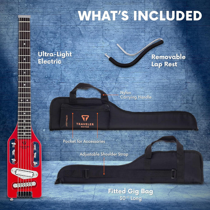 Traveler Guitar Ultraleichte Solid-Body E-Gitarre (ULE TRDG), Torino Red Torino Rot Guitar Griffbret