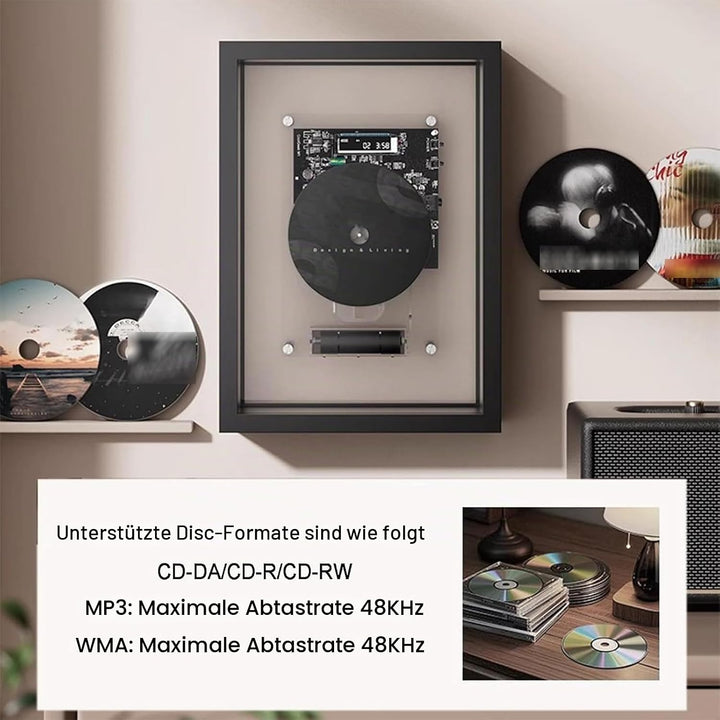 CD-Player Zum Dekorieren, Musik-Deko-Bilderrahmen Mit Fernbedienung, Bluetooth 5.0/3,5-mm-AUX-Ausgan