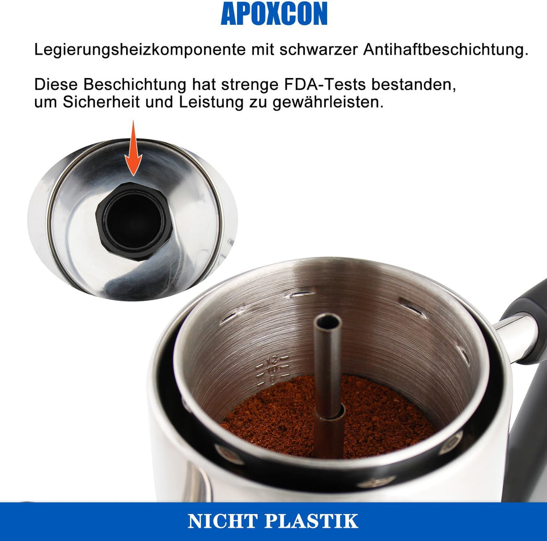 Elektrischer Kaffee Perkolator für 12 Tassen – CE-zertifiziert, Klassischer Kaffeebehälter mit Hitze