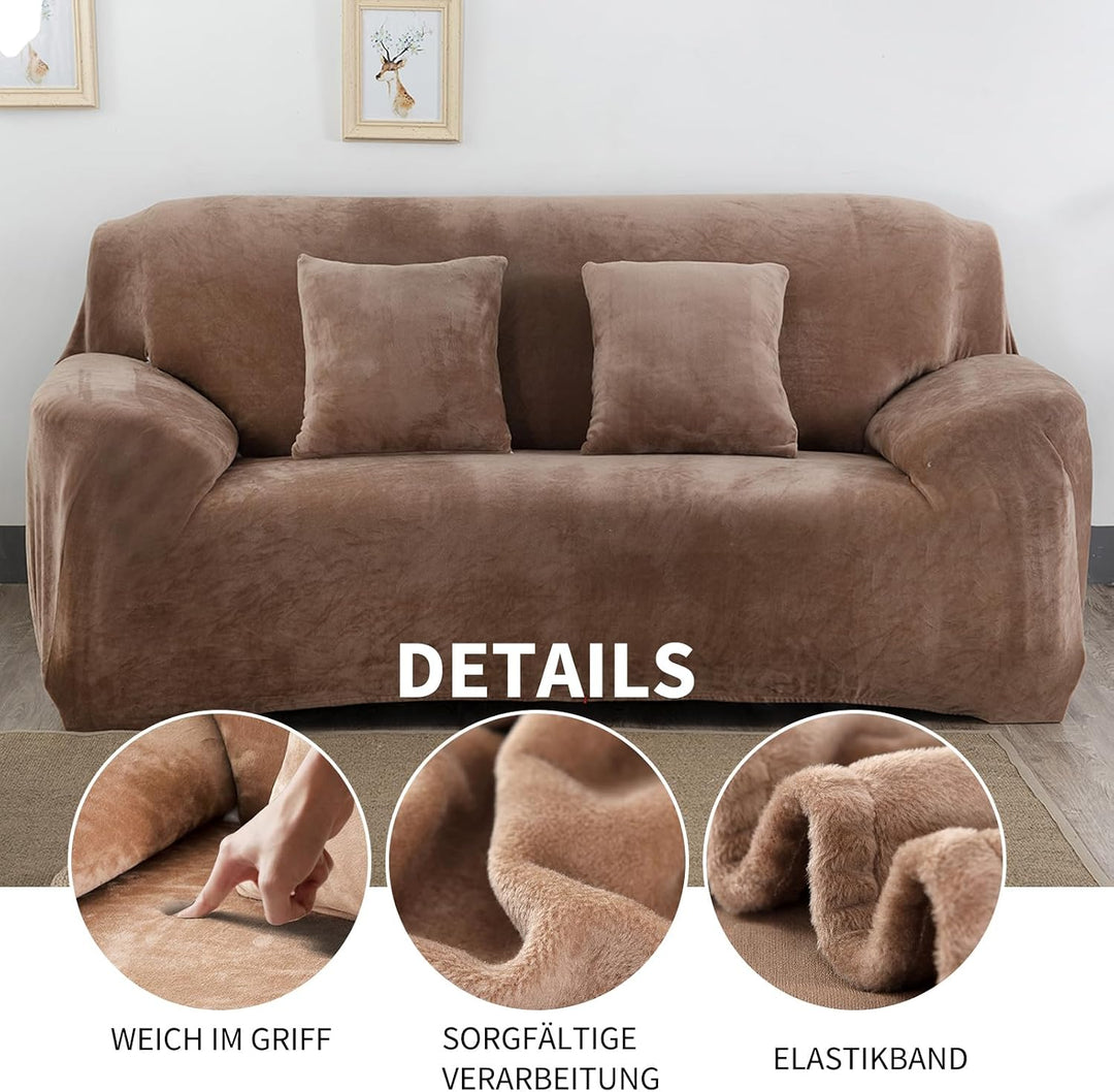 PETCUTE Sofabezüge Elastische 2 Sitzer Sofabezüge Dicke couchbezug Sofa Überwürfe Sofahusse Kamel 2