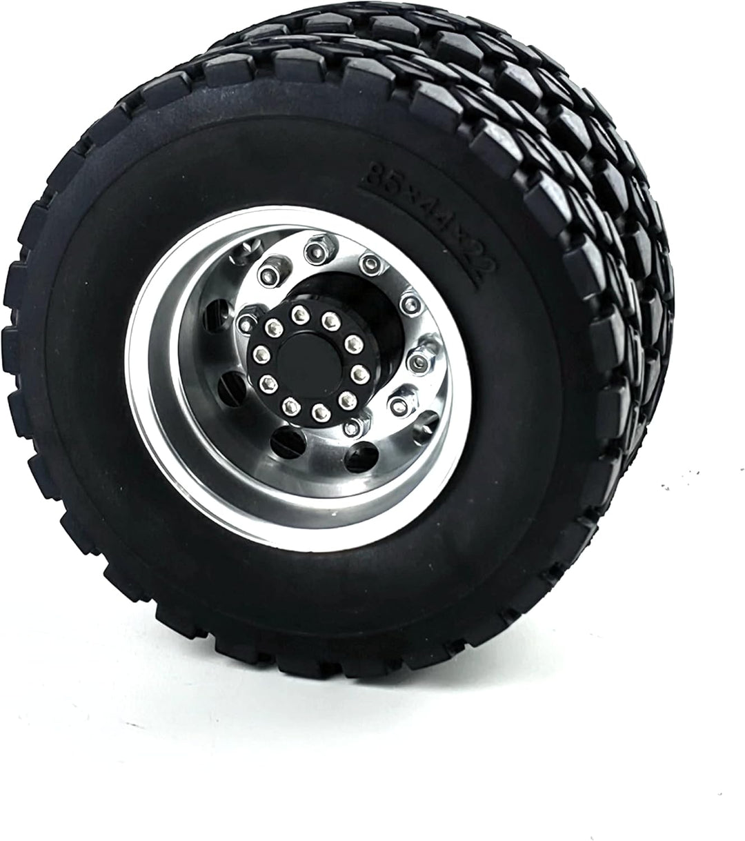 AXspeed 4 Stück Metall Rückseite Radnaben Felgen mit Reifen Set für 1/14 RC Tamiya Tractor Climbing