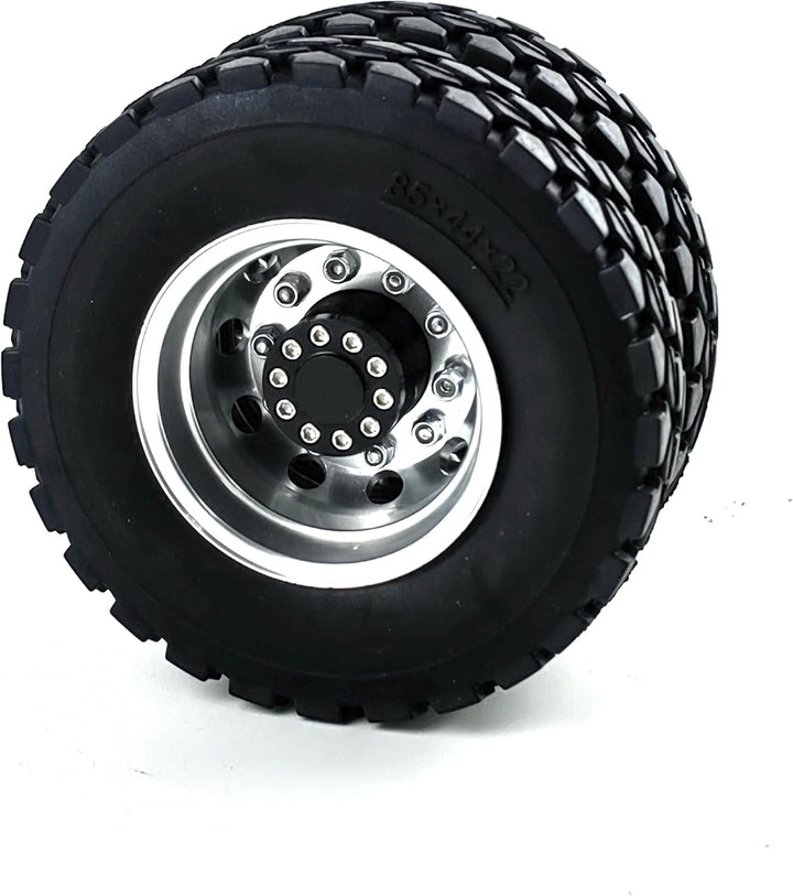 AXspeed 4 Stück Metall Rückseite Radnaben Felgen mit Reifen Set für 1/14 RC Tamiya Tractor Climbing