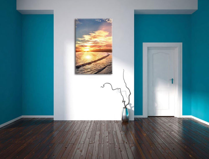 Los Angeles Beach, Format: 100x70 auf Leinwand, XXL riesige Bilder fertig gerahmt mit Keilrahmen, Ku