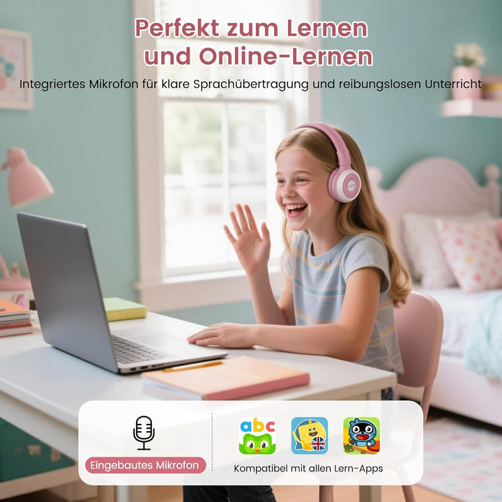 SIMOLIO 2-Pack KidyCast Kinder-Funkkopfhörer mit Mikrofon, Bluetooth AuraCast – Eine Quelle, Mehrere
