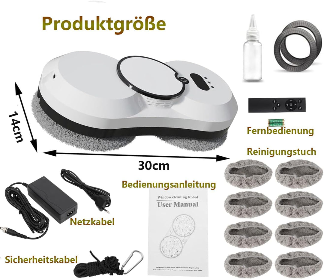 Fensterputzroboter mit Sprühfunktion, 5600 Pa Elektrischer Fensterreiniger, 3 Reinigungsmodi, Smart