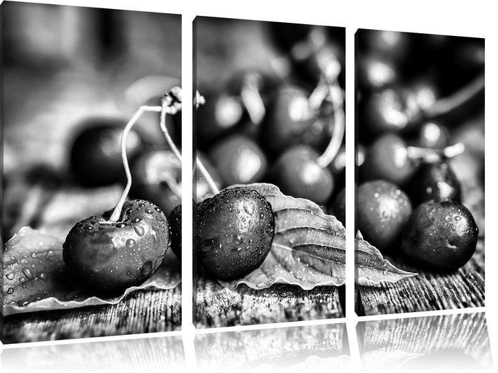 Pixxprint Kirschen als Leinwandbild/Grösse: 3 Teilig (120x80) cm/Wandbild/Kunstdruck/fertig bespannt