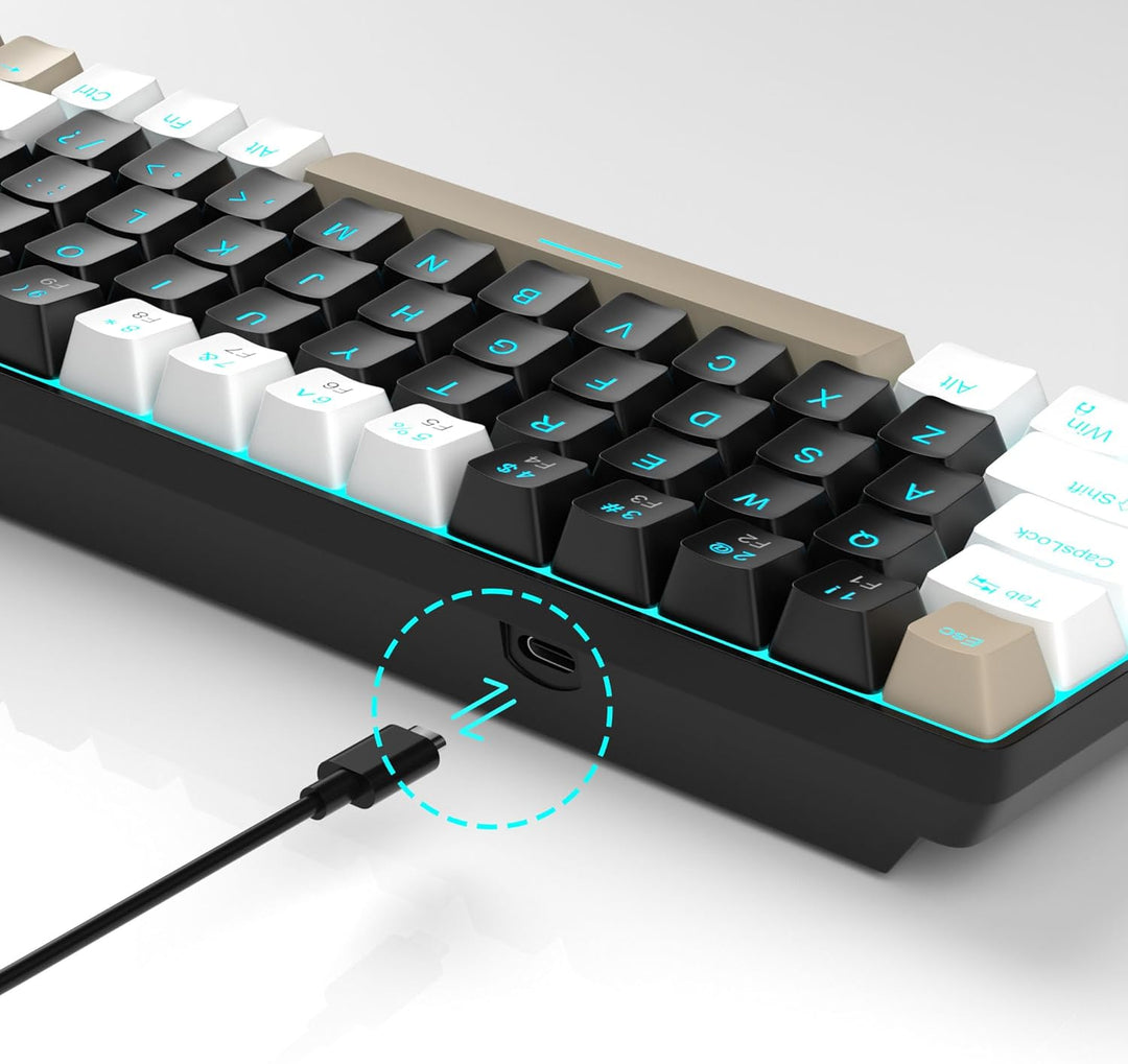MageGee MK-Box Tragbare 60 % mechanische Gaming-Tastatur, LED-Hintergrundbeleuchtung, kompakt, 68 Ta