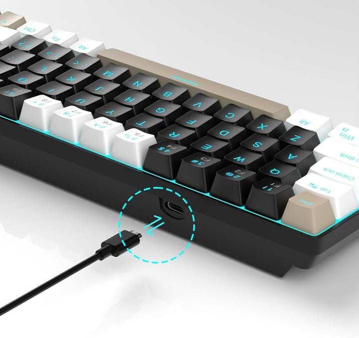 MageGee MK-Box Tragbare 60 % mechanische Gaming-Tastatur, LED-Hintergrundbeleuchtung, kompakt, 68 Ta
