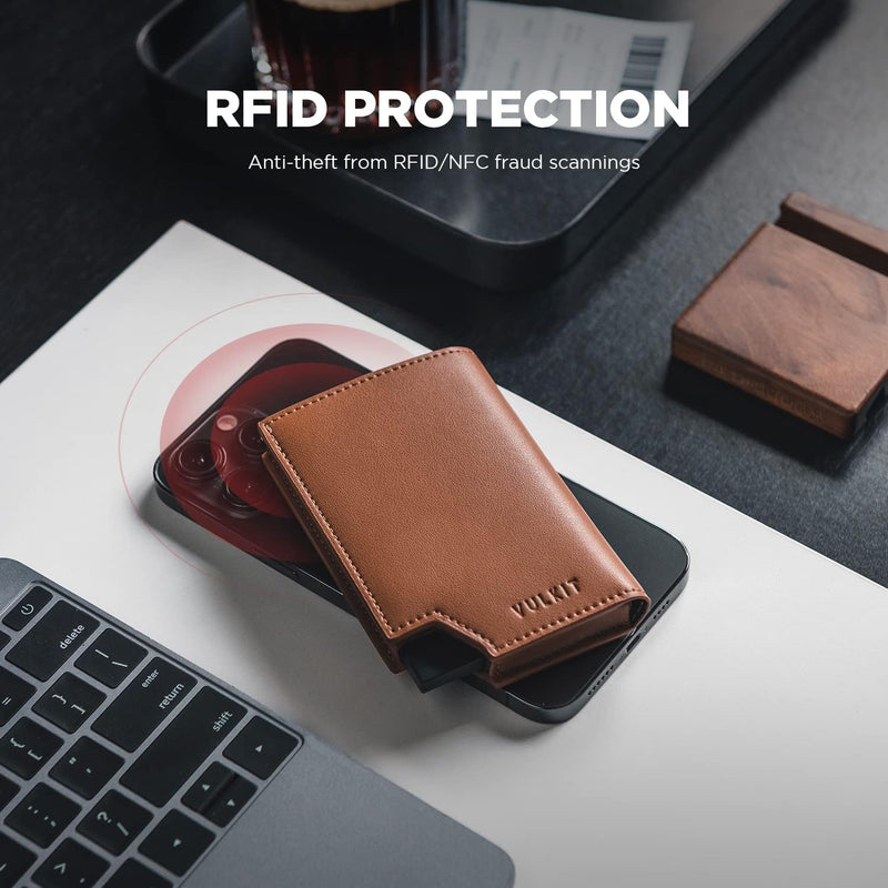 VULKIT Kreditkartenetui RFID Blockierendes Pop Up Kartenetui aus Leder für Männer und Frauen, mit Ge