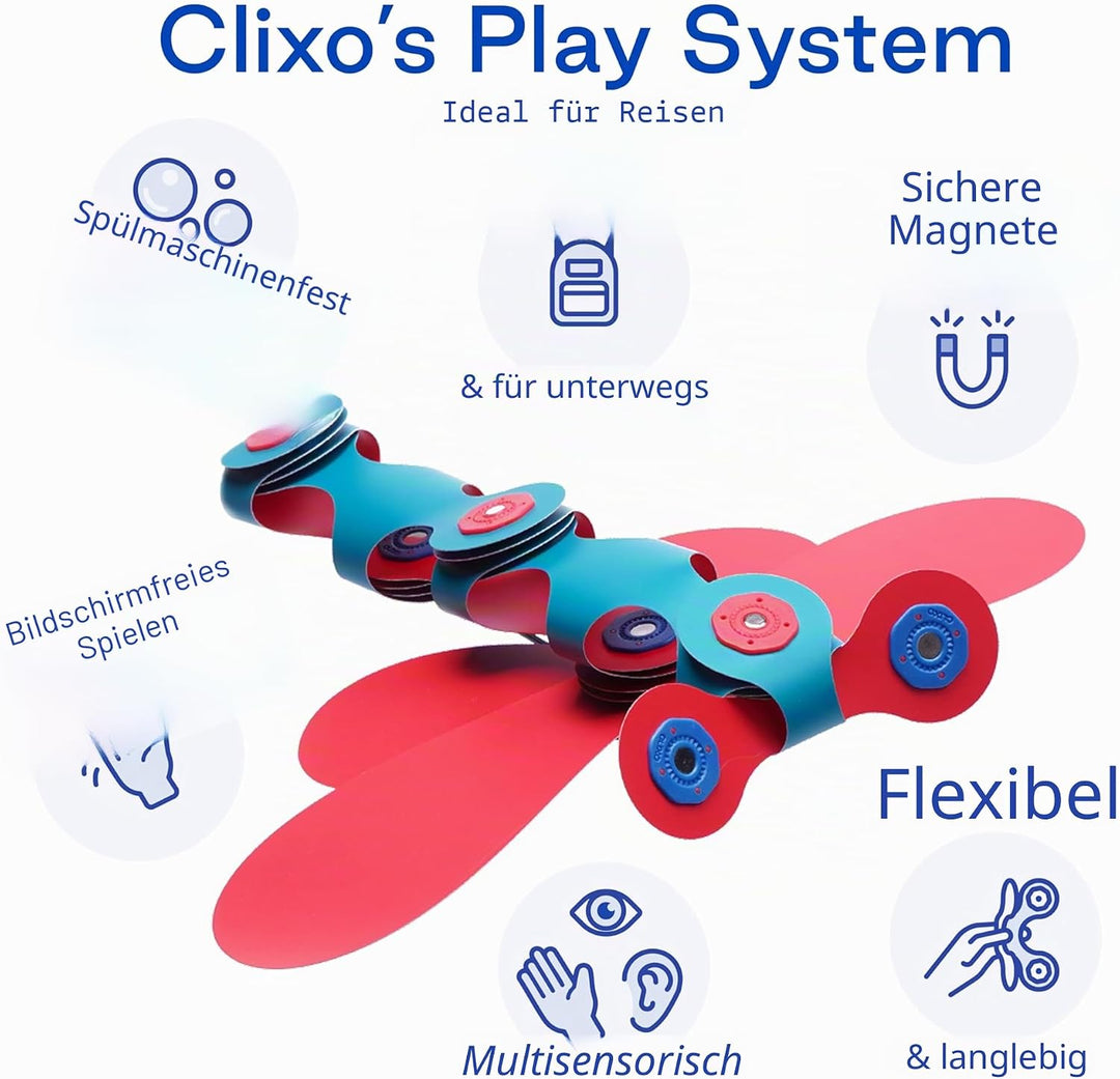 Clixo Itsy Pädagogisches Spielzeug für Kinder ab 4 Jahren, Spielzeug Set mit magnetischen Bausteinen