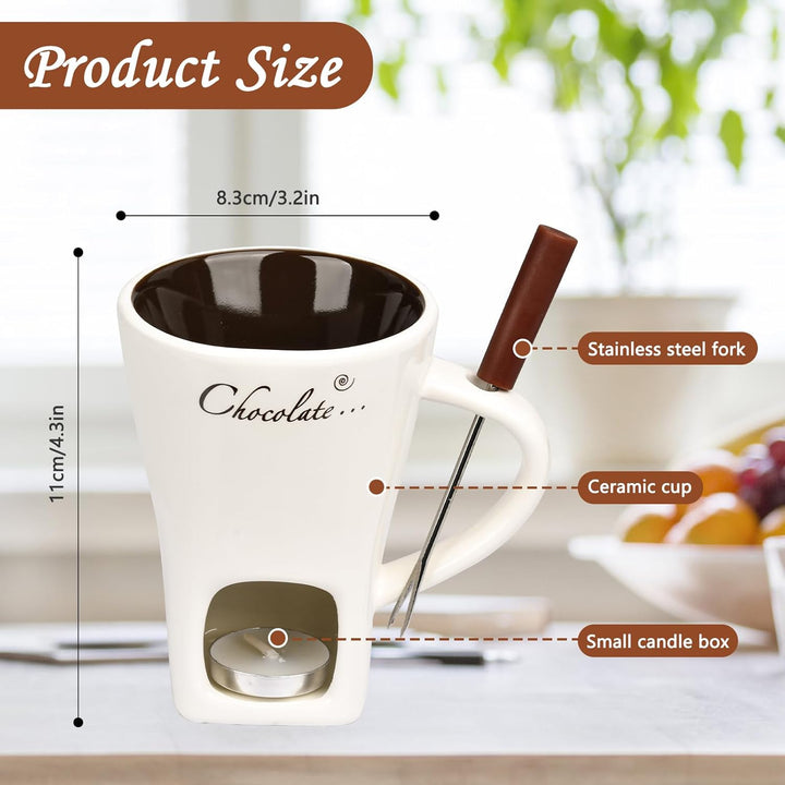 FEIGO Schokoladenfondue Tasse, 130ml Schokoladen Fondue Becher Set, Keramik Schokoladen-Hot-Pot-Schm