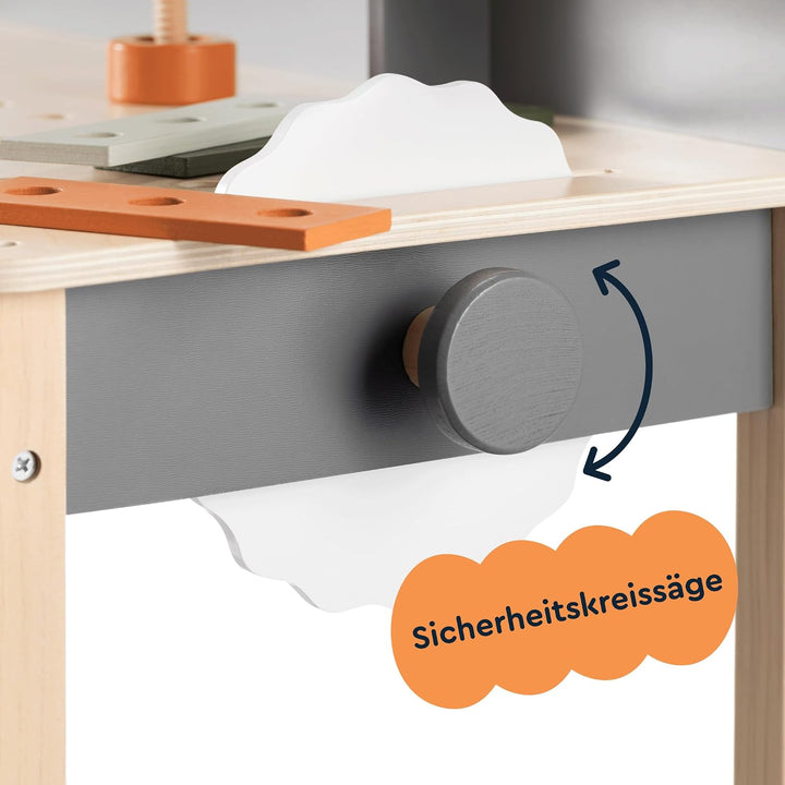 Holzwerkbank Spielzeug, Werkstatt mit 61 Teilen, Realistischen Werkzeuge, Schrauben, Mutter, Säge, S