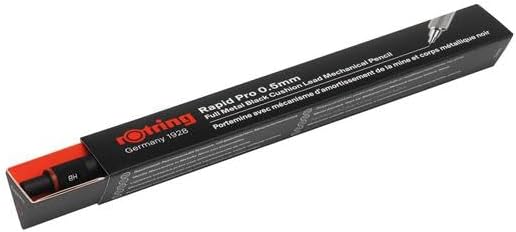 rOtring Rapid Pro Rapid Pro Bleistift, 0,5 mm, Schwarz, Set Tikky Hi-Polymer-Minen, 0,5 mm, HB und R