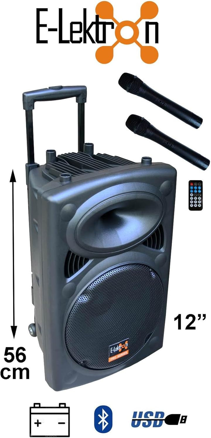 Mobile PA Sound Anlage Akku-MP3-USB-SD inkl. Funkmikrofone 700W Soundsystem E-Lektron EL30-M Bluetoo