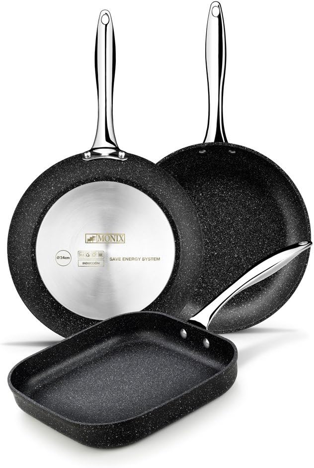 MONIX Mineral | Glatter quadratischer Grill 24 cm