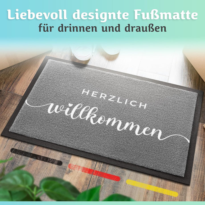 Bodenständig Blitzsauber: Die ultimative Fussmatte für innen - Grau Willkommen in 40x60cm saugstarke