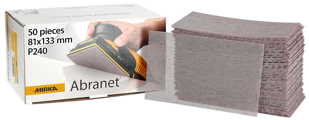 Mirka Abranet Netz-Schleifstreifen 81x133 mm Klett / Korn P240 / 50 Stk / zum Schleifen von Holz, Sp